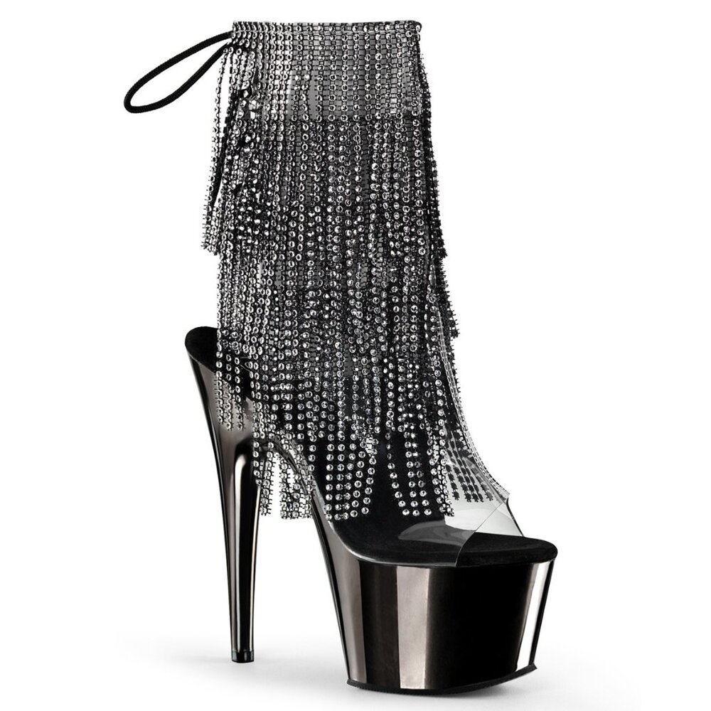 Pleaser Adore 1017RSF Black Pewter Platform Ankle Boots